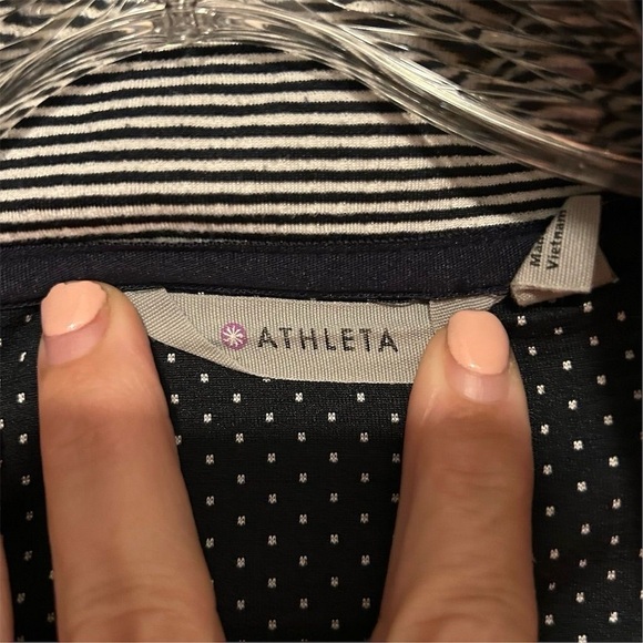 Athleta Heavenly Heights Navy and White Striped Hoodie Size Small - Picture 6 of 13